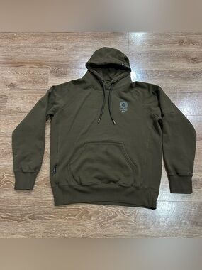 Zero Foxtrot Hoodie Mens XL Green Pullover Skull Logo Fleece Pocket Sweatshirt